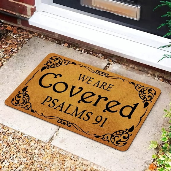 LVRLVR Vintage Border Lettering Doormat, Rubber Non-Woven Entry Floor Mat, 17.7×29.5 Inch
