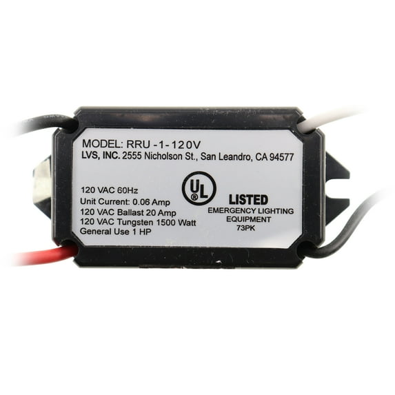 LVS Controls RRU-1-120V Emergency Lighting Relay, 0.06-Amp, 120-V, 20A Ballast