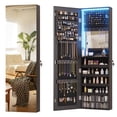 thumbnail image 1 of LVSOMT 47.2" LED Jewelry Mirror Cabinet, Wall/Door Mounted Jewelry Armoire Organizer with Built-in Lighted Mirror, Full Length Mirror with Storage, Black, 1 of 9