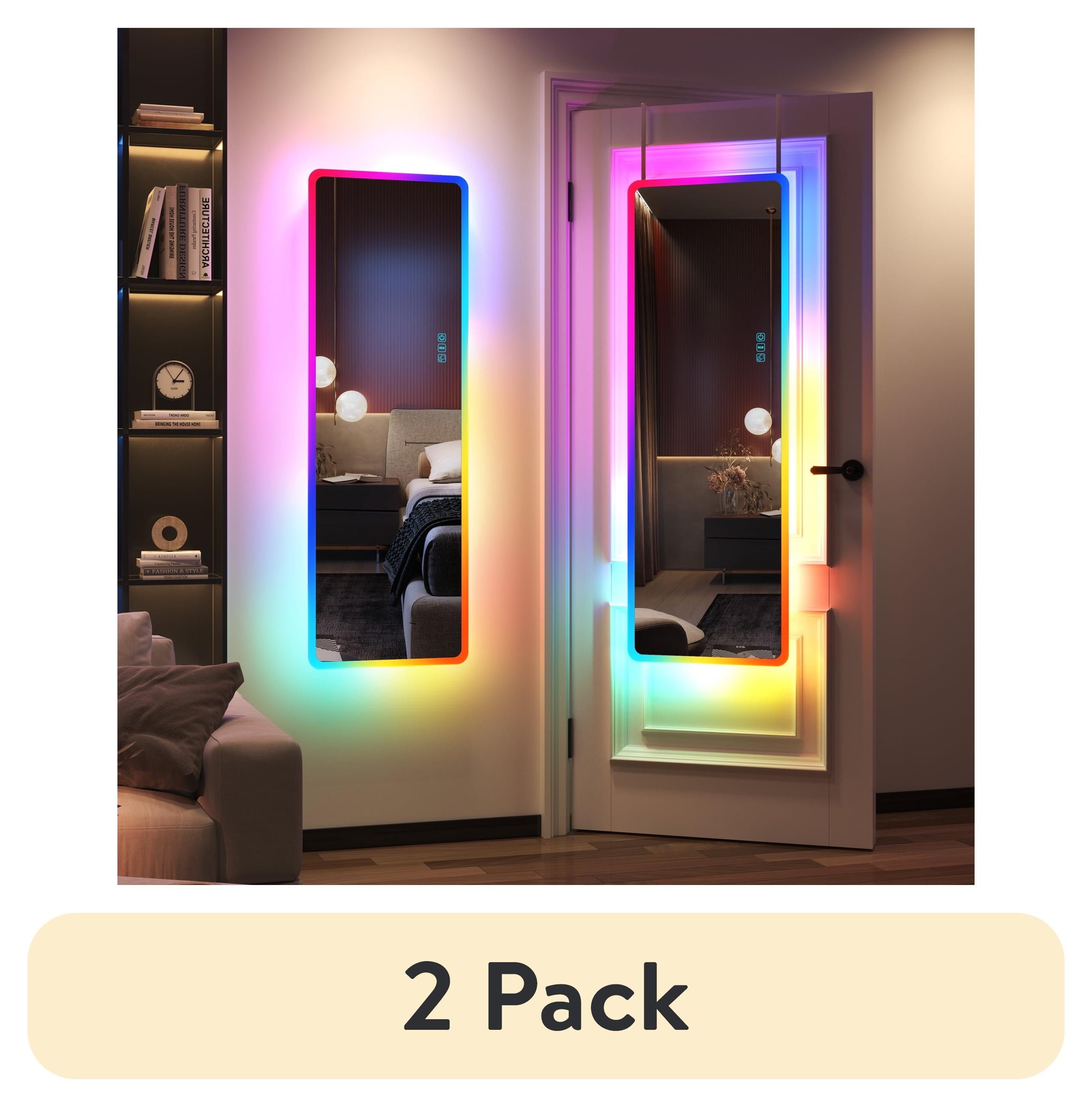 (2 pack) LVSOMT 47"x16" Full Length Mirror with Lights, Dimmable ...