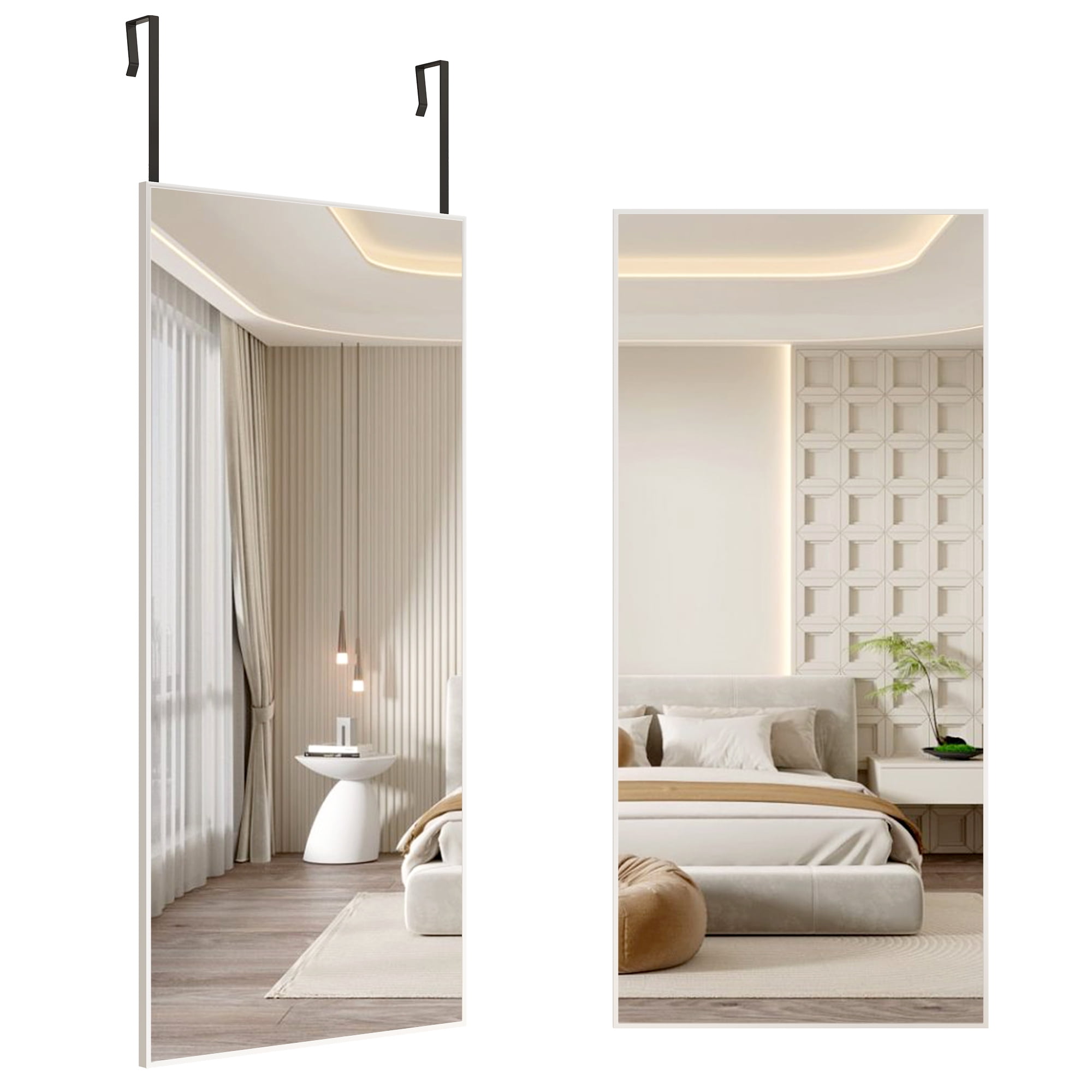 LVSOMT 47"x22" Full Length Door Mirror , Over The Door Hanging Mirror