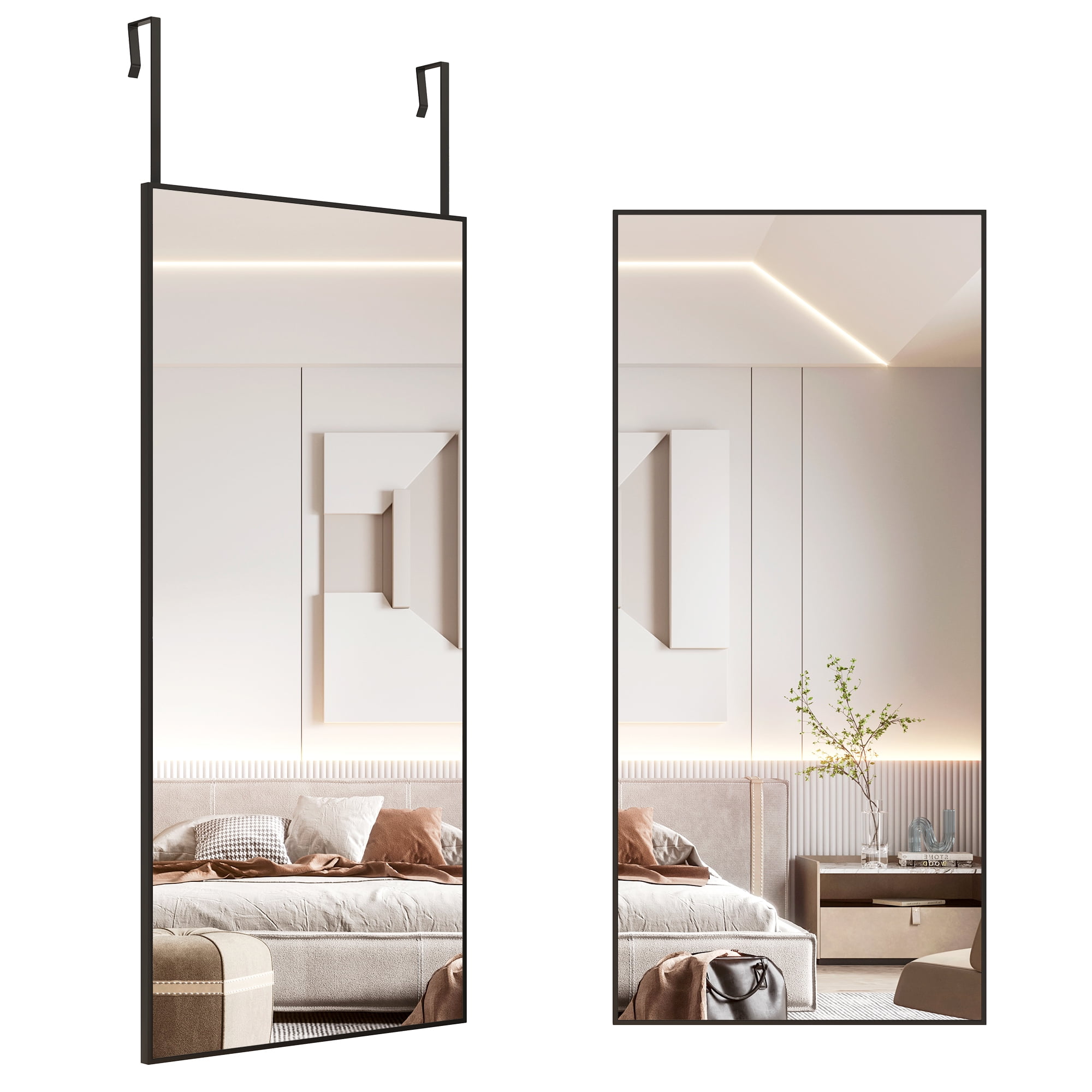 LVSOMT 47"x22" Full Length Door Mirror, over the Door Mirror, Modern