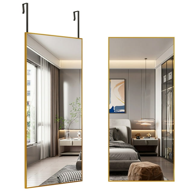 LVSOMT 47"x22" Full Length Door Mirror, over the Door Mirror, Modern