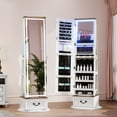 thumbnail image 1 of LVSOMT 63.4" Full-Length Jewelry Armoire with 360° Swivel, Free Standing & Adjustable LED Mirror - Lockable Storage Cabinet, White, 1 of 8