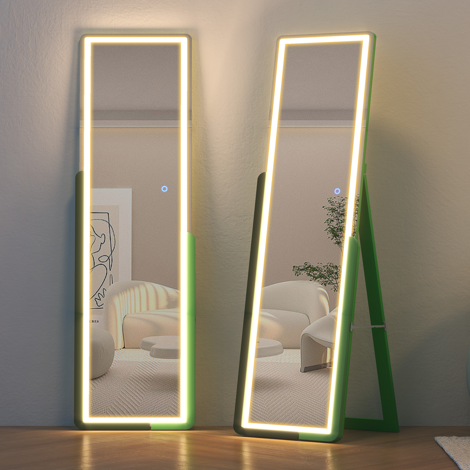 LVSOMT 63"x16" Full Length Mirror with LED Lights, Standing Floor