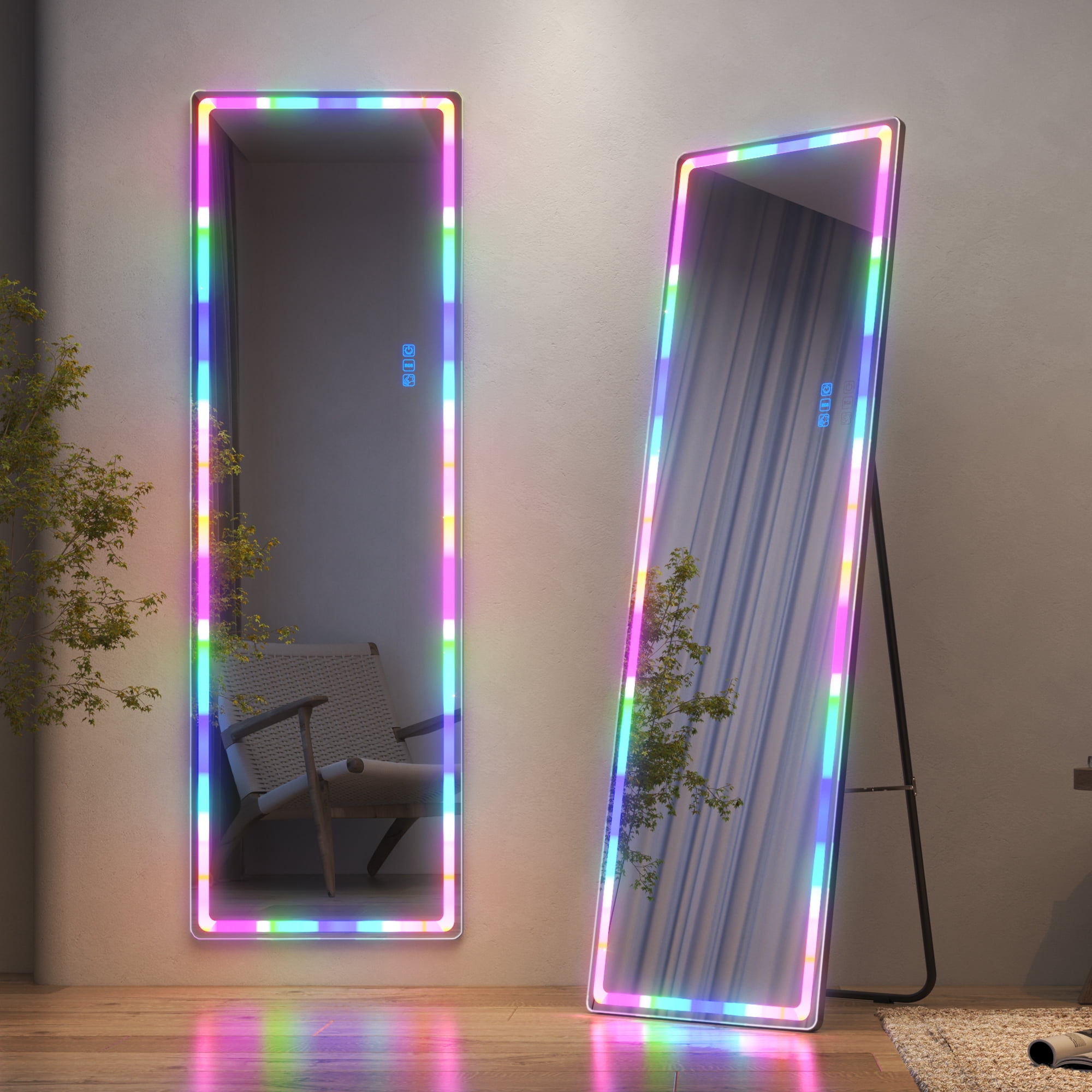 LVSOMT 63"x18" RGB LED Mirror, Full Length Floor Mirror with Lights ...