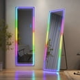 thumbnail image 1 of LVSOMT 63"x18" RGB LED Mirror, Full Length Floor Mirror with Lights, Free Standing & Wall Mount Mirror, Full Body Lighted Mirror, Bedroom Rectangle Mirror Stand up Mirror (White RGB), 1 of 8