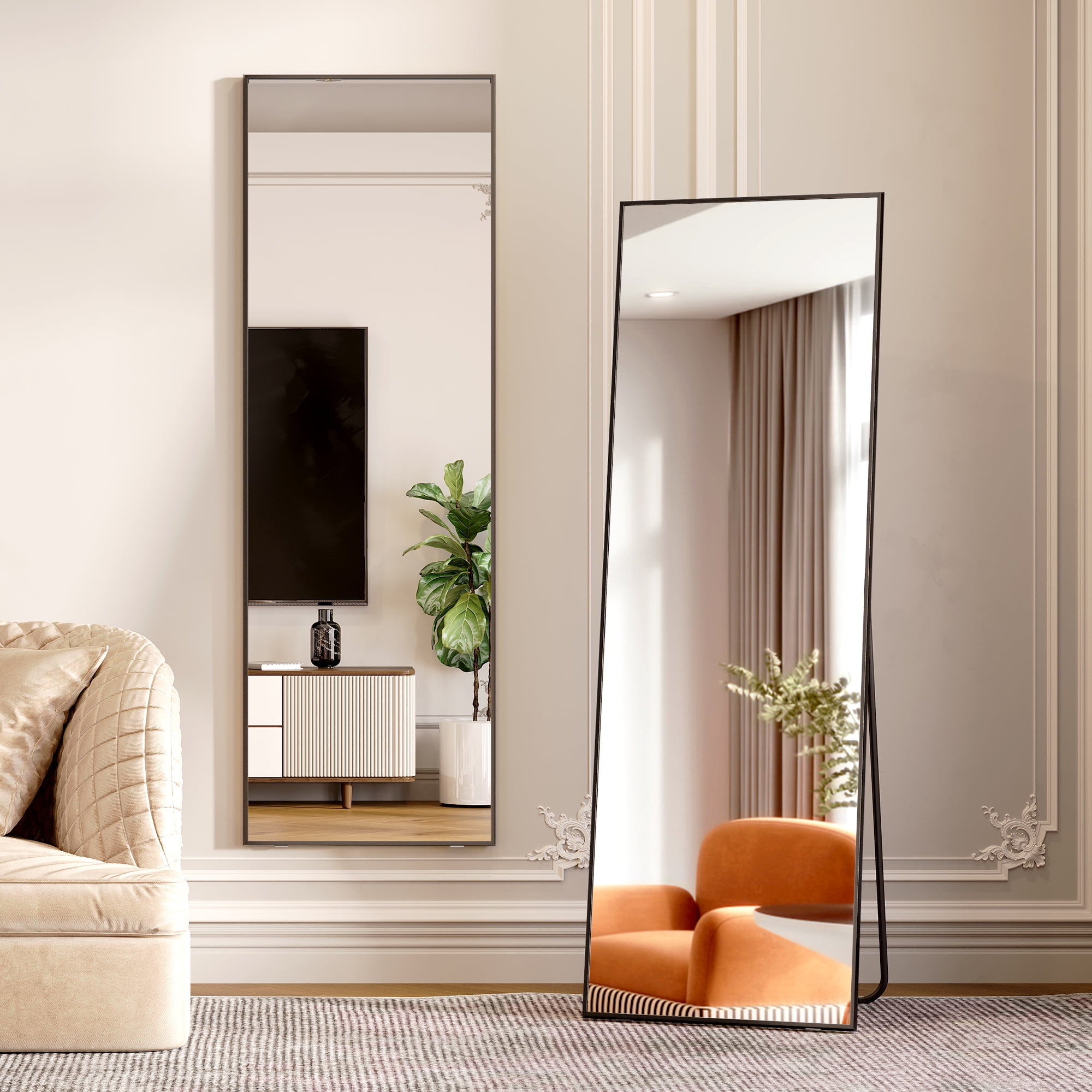 LVSOMT 63"x20" Full Length Floor Mirror, Free Standing Body Mirror