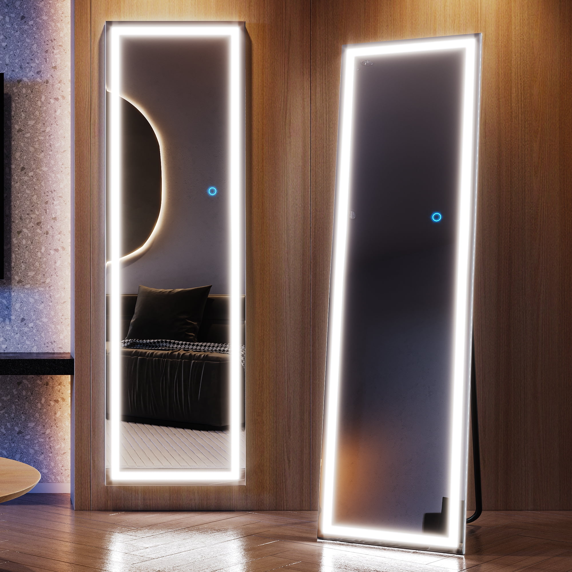 Modern White LED Full Length Aluminum Mirror with Dimming