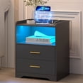 thumbnail image 1 of LVSOMT Black Nightstand with Wireless Charging Station and 24 Colors RGB Lights, Modern Night Stand with Drawer for Bedroom,  Smart Bedside Table for Living Room Office, 1 of 10