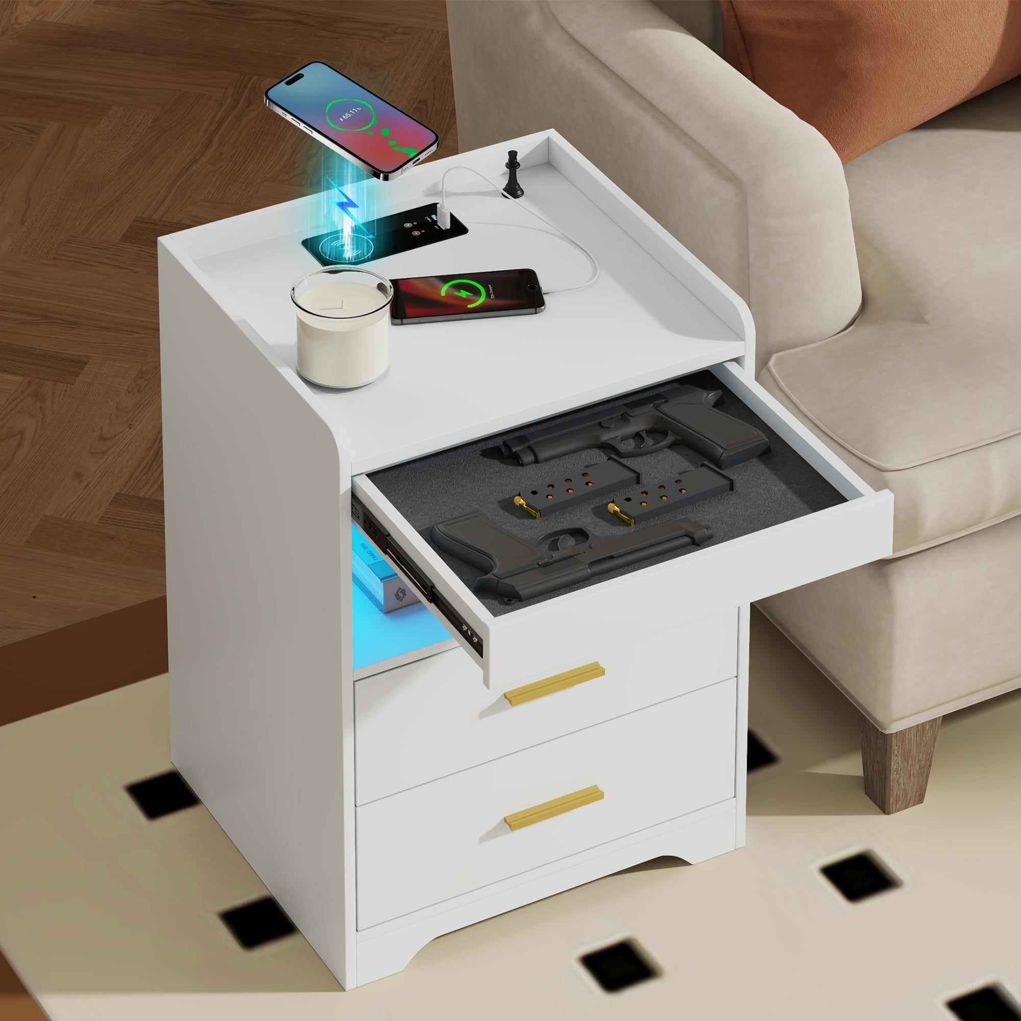 Lockable bedside table discount
