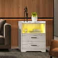 thumbnail image 1 of LVSOMT Nightstand with Wireless Charging Station and 24 Colors RGB Lights, Modern Night Stand with Drawer for Bedroom,  Smart Bedside Table for Living Room Office, Wood White, 1 of 7