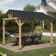 thumbnail image 1 of LVUYOYO 10’x12’ Outdoor Wooden Gazebo, Spruce Wood Gazebo with Galvanized Steel Roof, Patio Gazebo for Backyard Lawn and Garden, 1 of 7