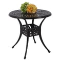 thumbnail image 1 of LVUYOYO 31 inch Diameter Outdoor Round Patio Bistro Dining Table Cast Aluminum with Umbrella Hole Conversation Table, 1 of 7