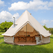 LVUYOYO Bell Tent for Camping, Luxury Cotton Tent, Yurt Canvas Tent with Stove Jack, Outdoor Canvas Bell Tent for 4/6/8 Person Family 4 Season Camping