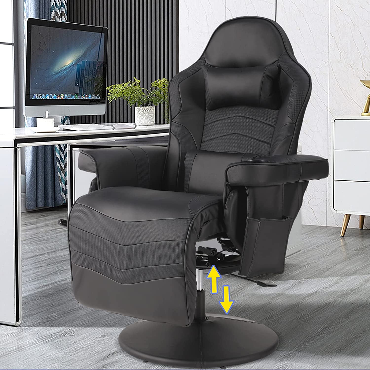 LVUYOYO Massage Gaming Chair Ergonomic PU Leather High Back Adjustable Seat Width