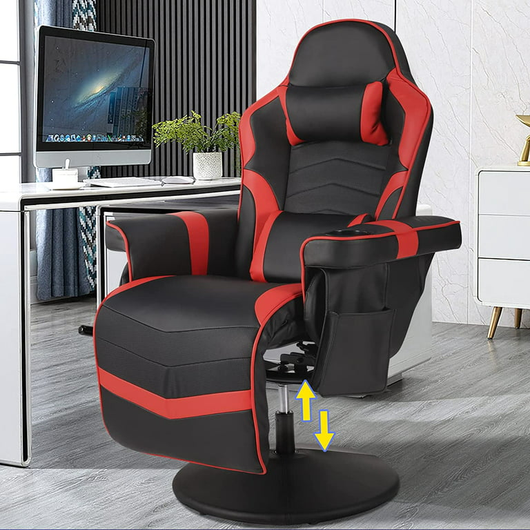 PU Leather Gaming Chair Ergonomic Office Chair with Footrest and Headrest  Lumbar Support, Comfortable Large Size Adjustable Reclining Computer Desk  Chair Swivel Chair with High Back (Red) 