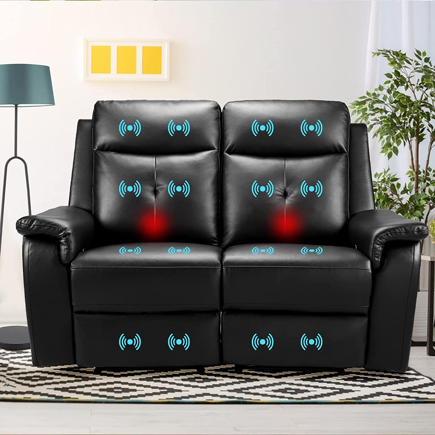 LVUYOYO Modern PU Leather Reclining Loveseat, Black Panama | Ubuy