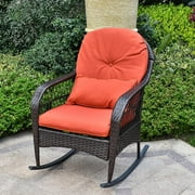 LVUYOYO Outdoor Wicker Rocking Chair All Weather Wicker Rocker Chair with Cushions for Garden Patio Yard Porch Lawn Balcony Backyard