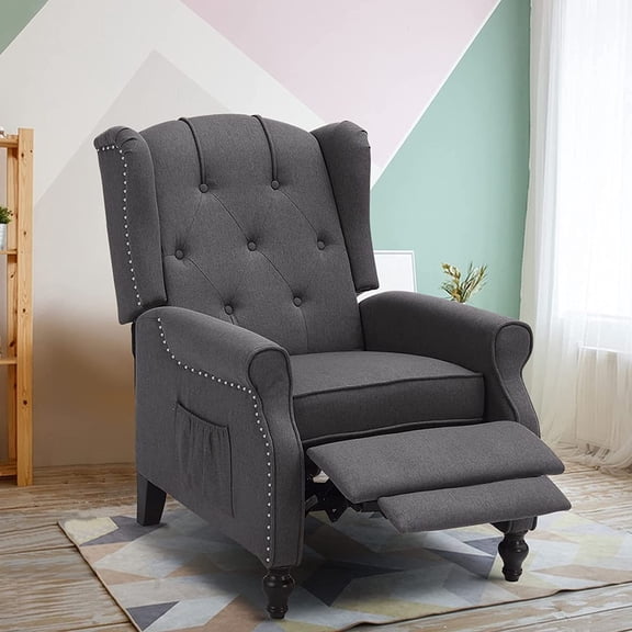LVUYOYO Tufted Arm Chair Recliner Massage Recliner Chair Fabric Push Back Recliner