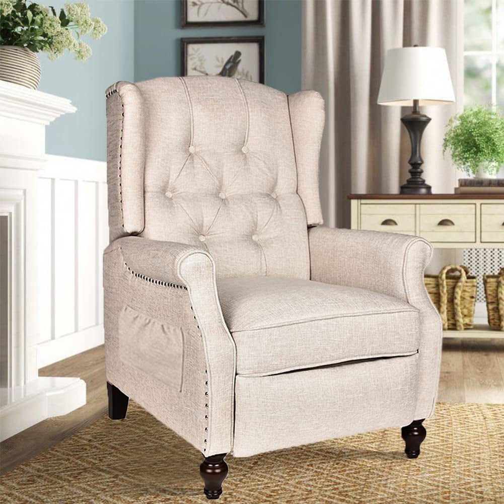 LVUYOYO Wingback Recliner Chair Push Back Arm Chair with Heat and Massage Tufted Single Sofa for Home, Living Room, Office, Bedroom
