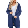 thumbnail image 1 of LVWQ Women's Long Sherpa Lined Hoodie Jacket Full Zip Fleece Sweatshirt Warm Hooded Coat with Pockets Winter Casual Tunic Outerwear, 1 of 7
