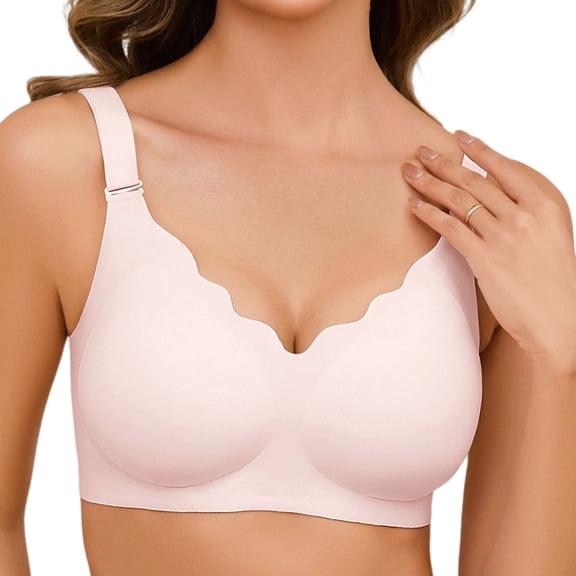 LVWQ Women's Wireless Seamless Bra No Underwire Full Coverage Push Up T-Shirt Bra Soft Support Comfort Bralette