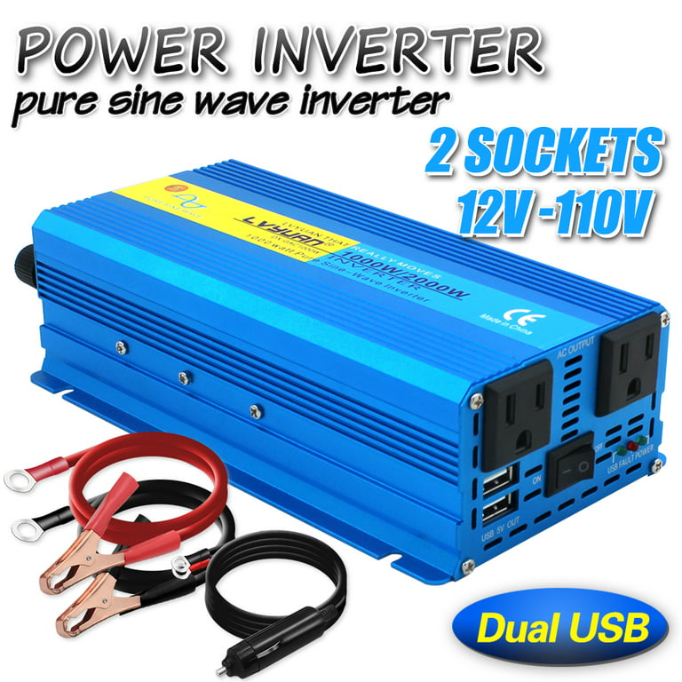  Inverter 12V To 240V-Inverter 12V to 240V - Pure Sine Wave  Power Inverter 1500W Car Power Inverter USB Charger Converter Adapter  Modified Sine Wave DC 12V/24V to AC 220V Premuim conversor