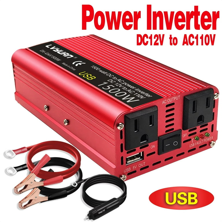 LVYUAN Inverter Car Converter Adapter 1500W Peak Power DC