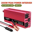 thumbnail image 1 of LVYUAN 2000 Watts Peak Power Inverter Modified Sine Wave DC 12V to AC 110V 120V Car Converter 2 AC Outlets + USB Adapter USB Charger for Car, RV, Camping & Home Backup Red, 1 of 11