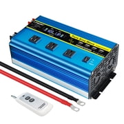 LVYUAN 2000W Pure Sine Wave Power Inverter 4000W Peak DC 12V to AC 110V Car Converter with LCD Display, Remote Control, 3 AC & 4 USB Ports, for Car, RV, Truck, Camping, Off-Grid, Home Backup Blue