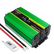 LVYUAN 2000W Pure Sine Wave Power Inverter 4000W Peak DC 12V to AC 110V Car Converter with LCD Display, Remote Control, 4 AC & 4 USB Ports, for Car, RV, Truck, Camping, Off-Grid, Home Backup Green