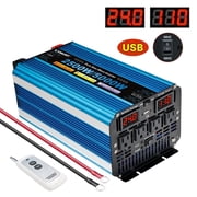 LVYUAN 2500W 5000W Peak Pure Sine Wave Power Inverter 24V DC to 110V AC Converter, 60Hz/50Hz, 4 AC Outlets + USB, LED Display, Remote Control for Car, RV, Camping & Home Backup