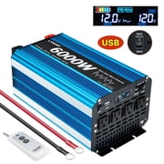 LVYUAN 3000W 6000W Peak Pure Sine Wave Power Inverter 12V DC to 110V AC Converter, 60Hz/50Hz, 4 AC Outlets + USB, LCD Display, Remote Control for Car, RV, Camping & Home Backup Blue