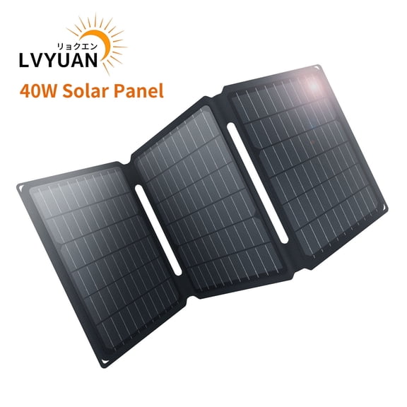 LVYUAN Solar Panel 40W Foldable Solar Panel Charger with USB and TYPE-C Port Portable Waterproof IP65 for iPhone, iPad, Tablets, Laptop , Camera, Power Bank, Hiking, Backpacking, Camping, Outdoor