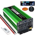 thumbnail image 1 of 5000W 10000W Peak Pure Sine Wave Power Inverter 12V DC to 110V AC Converter, 60Hz/50Hz, 4 AC Outlets + USB, LCD Display, Remote Control for Car, RV, Camping & Home Backup Green, 1 of 12