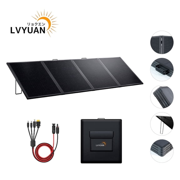 LVYUAN 500W Solar Panel Foldable Solar Panel Charger with Adjustable Kickstands Portable Waterproof IP67 24.5% High Efficiency for RV, Camping, Home, Outdoor, Power Station, off Grid