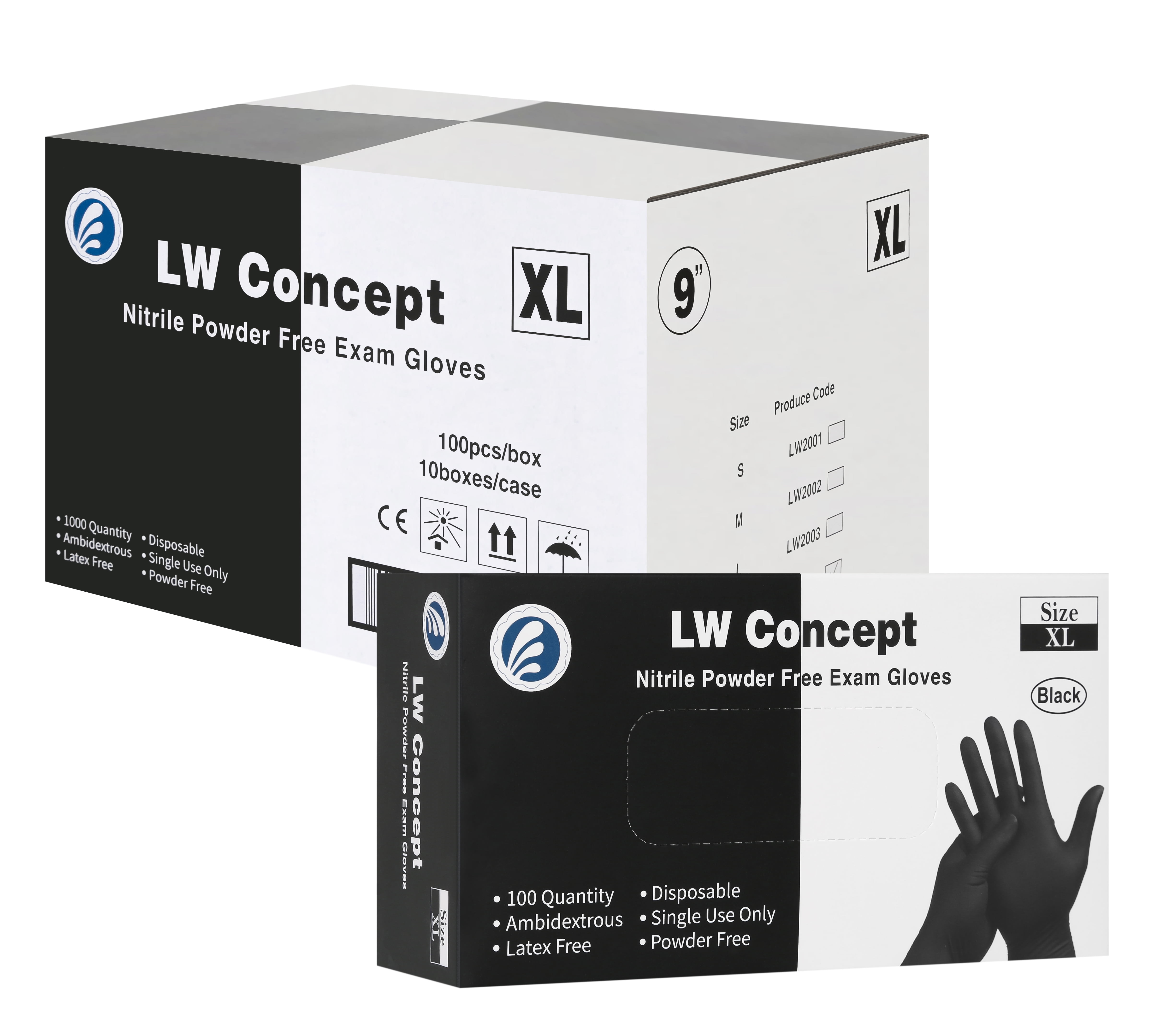 LW CONCEPT Black Nitrile Examination Gloves Latex Kuwait Ubuy