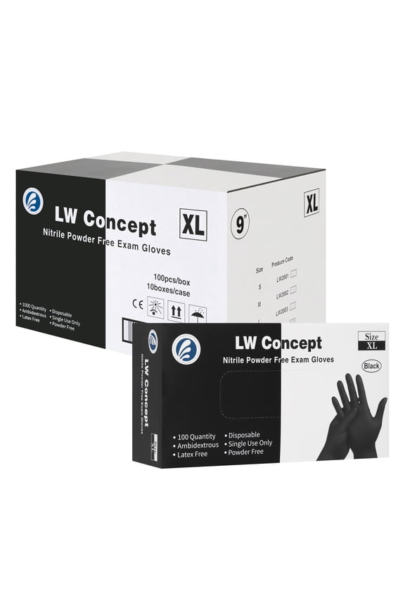 Black Medical Nitrile Examination Gloves - Latex & Powder-Free, Disposable, Ultra-Strong, Healthcare, Food Handling Use (X-Large, Case of 1000)
