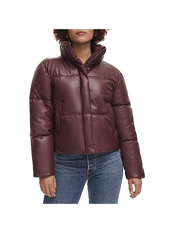 LW2RU483 LEVI'S WOMENS LEVI'S WOMEN'S VEGAN LEATHER QUILTED SHORTY PUFFER