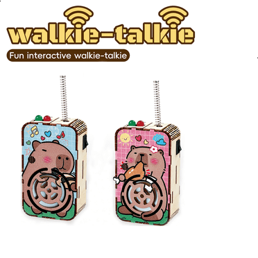 LWBDD Kids Walkie Talkies 2 Packs, 2 Way Radio Build Your Own Kids DIY Wooden Electric Puzzle Toy