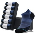 thumbnail image 1 of LWFBDTK Athletic Ankle Socks, Low Cut Cushioned Tab Sports Running Socks for Men & Women, 6 Pairs Blue (Size 7.5-11.5), 1 of 7