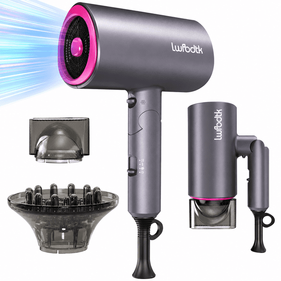 LWFBDTK Ionic Hair Dryer, 1800W Professional Blow Dryer with 3 Heat Settings, Hot & Cool Airflow, Fast Drying Hair Care Tool, Grey