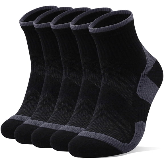 LWFBDTK Women Crew Athletic Socks, 5-Pairs, Cushioned Athletic Running Socks, Breathable Casual Long Socks, Size L (9-12.5), Black