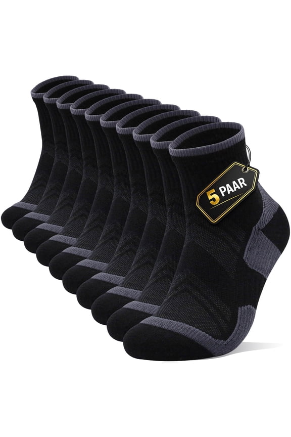 Women Crew Athletic Socks 5 Pairs, Breathable Cushioned Long Sport Running Casual Crew Socks for Women, US Size L 9-12.5 Black