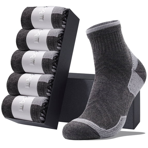 LWFBDTK Crew Athletic Socks 5 Pairs, Cushioned Athletic Running Socks, Breathable Casual Long Socks for Men Women, Gray , Size 7–12