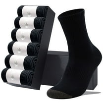 LWFBDTK Men’s Athletic Socks, Cushion Crew Socks, 6 Pairs Black (Size 7-12)