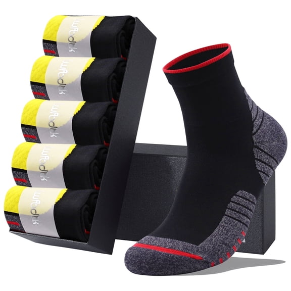 LWFBDTK Men’s Ankle Socks, Low Cut Breathable Cushioned Casual Socks, 5 Pack Black (Shoe Size 7-12)