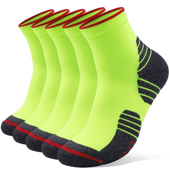 LWFBDTK Women Athletic Crew Socks 5 Pairs Cushioned Breathable Running Socks Green Size 7-12