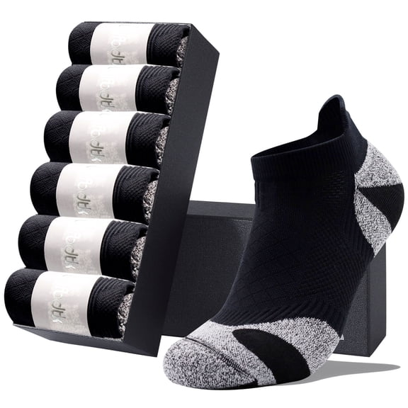 LWFBDTK Athletic Ankle Socks for Men Women, 6 Pack Cushioned Breathable Low-Cut Socks for Running & Training, Fits Shoe Size 3.5-7, Gray